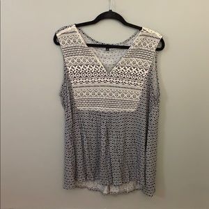 RXB Blue and White Print Sleeveless Top